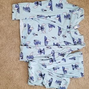 Kids Light Blue Stitch Print Pajama Set